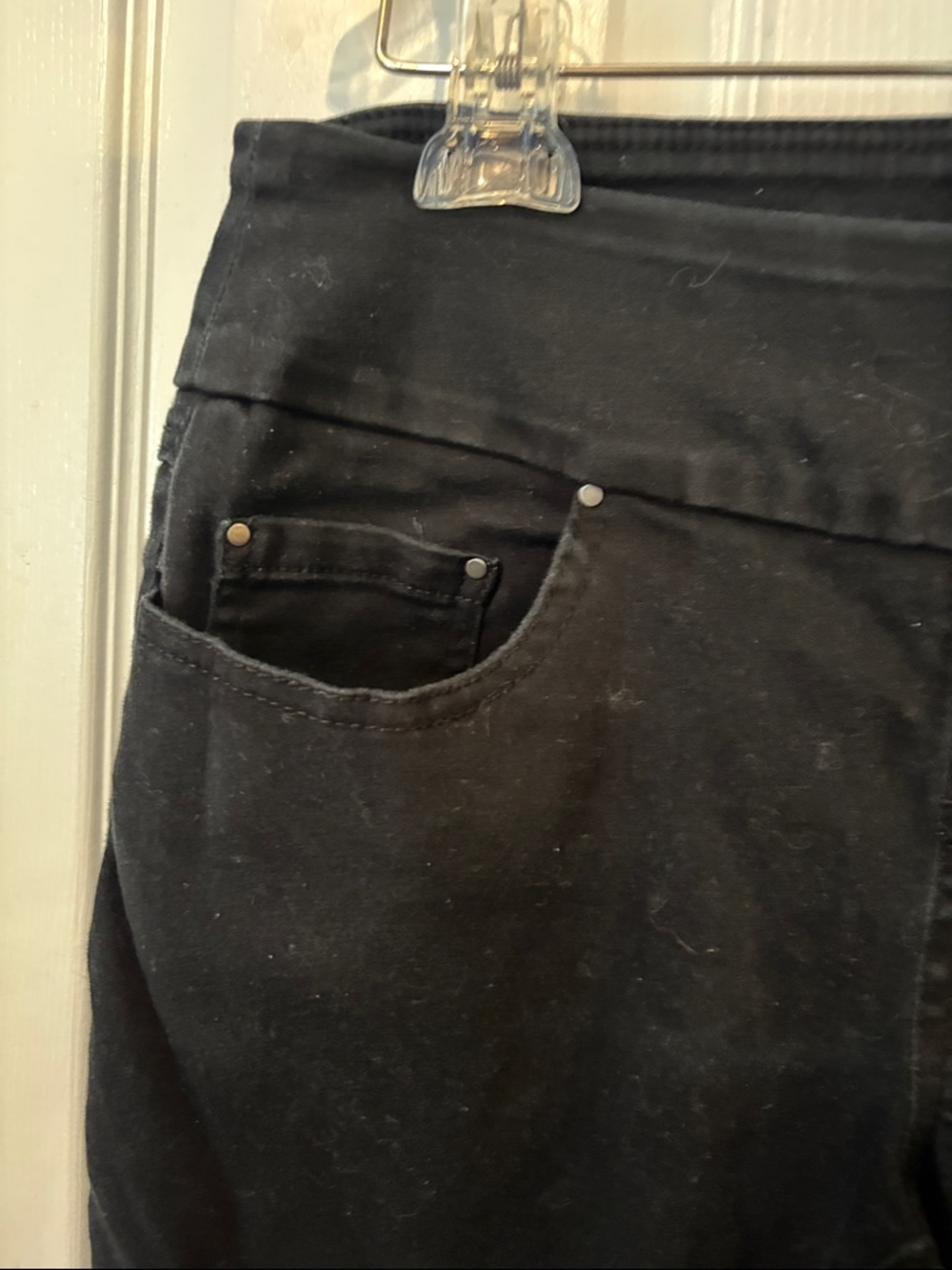 Black Women’s Slim Stretch Jeans stretch waistband size M petite 8-10. - Picture 2 of 5